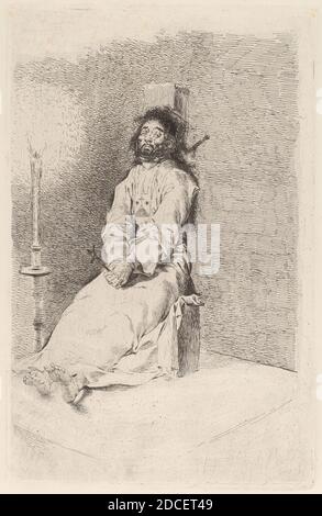 Francisco de Goya, (artist), Spanish, 1746 - 1828, The Garroted Man, in or before 1780, etching and (burin?) on smooth wove paper Stock Photo