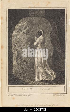 William Blake, (artist), British, 1757 - 1827, Mary Ann Flaxman, (artist after), British, 1768 - 1833, Canto III, Verse 201, W. Hayley's 'The Triumphs of Temper', (series), 1803, engraving Stock Photo