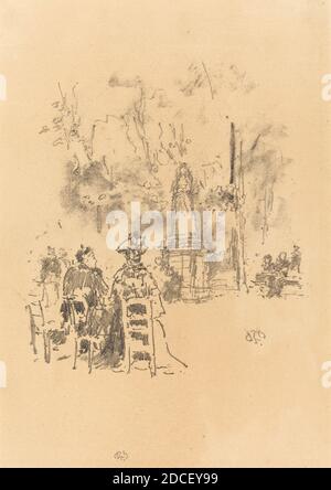 James McNeill Whistler, (artist), American, 1834 - 1903, Conversation Under the Statue, Luxembourg Gardens, 1893, lithograph in black on laid paper, image: 17 × 15.4 cm (6 11/16 × 6 1/16 in.), sheet: 32.4 × 20.6 cm (12 3/4 × 8 1/8 in Stock Photo