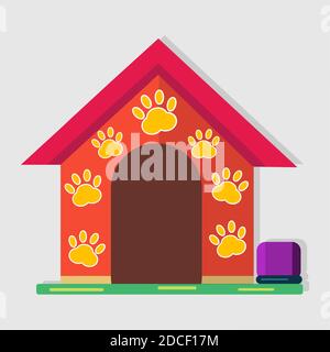 dog house vector illustration in flat style Stock Vector