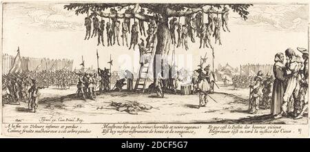 Jacques Callot, (artist), French, 1592 - 1635, The Hanging, The Large Miseries of War, (series), c. 1633, etching Stock Photo