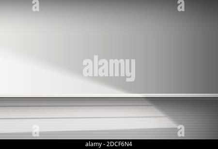 Vector realistic room with light and shadow from open window. Stock Vector