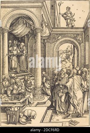 Albrecht Dürer, (artist), German, 1471 - 1528, The Presentation of the Virgin in the Temple, The Life of the Virgin, (series), c. 1502/1503, woodcut Stock Photo