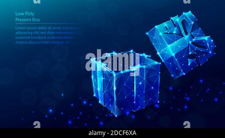 Vector low poly polygonal background of present box. Stock Vector