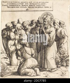Augustin Hirschvogel, (artist), German, 1503 - 1553, The Raising of Lazarus, 1545, etching Stock Photo