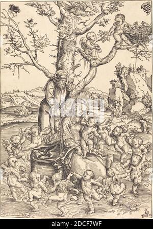 Lucas Cranach the Elder, (artist), German, 1472 - 1553, The Rest on the Flight into Egypt, c. 1520, woodcut Stock Photo