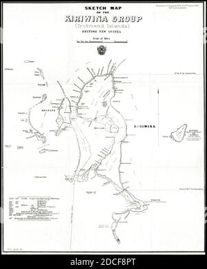 Kiriwina Group (Trobriand Islands) 1891 map nla obj-231909085-1 (retouched). Stock Photo