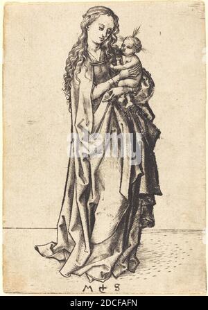 Martin Schongauer, (artist), German, c. 1450 - 1491, The Small Madonna and Child, c. 1480, engraving Stock Photo