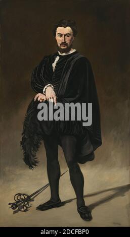 Edouard Manet, (artist), French, 1832 - 1883, The Tragic Actor (Rouvière as Hamlet), 1866, oil on canvas, overall: 187.2 x 108.1 cm (73 11/16 x 42 9/16 in.), framed: 216.6 x 138.4 cm (85 1/4 x 54 1/2 in Stock Photo