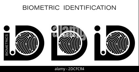 ID fingerprint icon for identification apps. Biometric identification of human data. Unique pattern on finger. Search devices for scanning data. Vecto Stock Vector