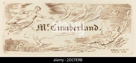 William Blake, (artist), British, 1757 - 1827, George Cumberland's Card, 1827, engraving in brown
