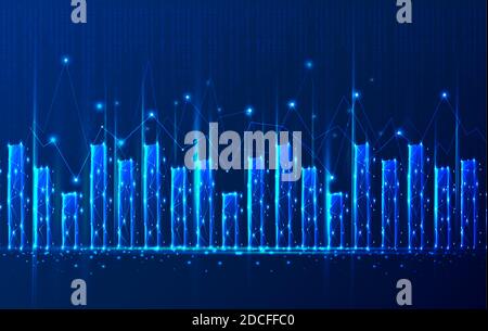 Vector tech polygonal blue background. Stock Vector
