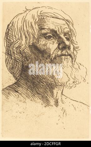 Alphonse Legros, (artist), French, 1837 - 1911, Head of a Man (Tete d'homme), etching Stock Photo