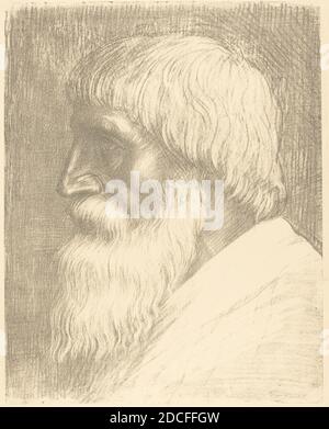 Alphonse Legros, (artist), French, 1837 - 1911, Head of a Man (Tete d'homme), lithograph Stock Photo