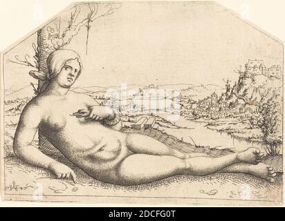 Augustin Hirschvogel, (artist), German, 1503 - 1553, Death of Cleopatra, 1547, etching Stock Photo