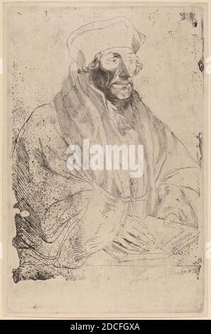 Sir Anthony van Dyck, (artist), Flemish, 1599 - 1641, Hans Holbein the Younger, (artist after), German, 1497/1498 - 1543, Erasmus of Rotterdam, Iconography, (series), probably 1626/1641, etching Stock Photo