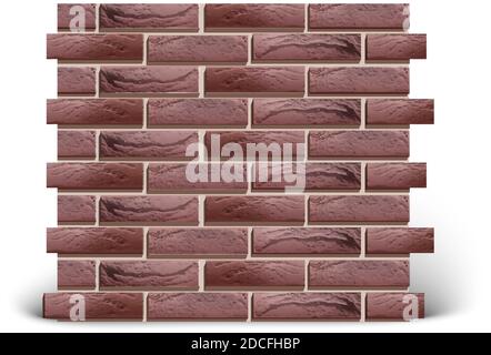 3d realistic vector red bricks wall, isolated on white background. Stock Vector
