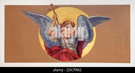 VIENNA, AUSTIRA - OCTOBER 22, 2020: The fresco of St. Michael archangel in the church St. Johann der Evangelist. Stock Photo
