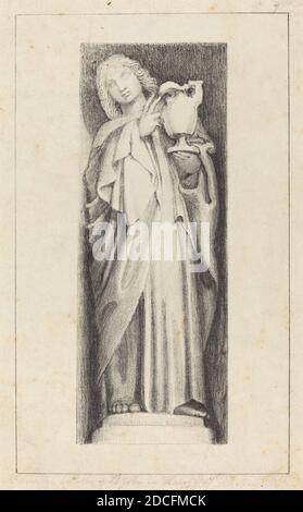 Maria Denman, (artist), British, active 1812, John Flaxman, (artist after), British, 1755 - 1826, Saint John, from Henry the Seventh's Chapel Westminster Abbey, Flaxman's 'Lectures on Sculpture:' pl.7, (series), published 1829, lithograph Stock Photo