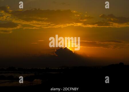 Sunset in the very sunny afternoons on Kalianda beach is very nice to enjoy Stock Photo