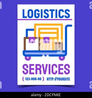 Logistics Services Creative Promo Banner Vector Stock Vector