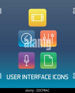 four of user interface set block gradient style icons vector illustration design Stock Vector