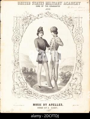 Napoleon Sarony, (artist), American, born Canada, 1821 - 1896, James McNeill Whistler, (artist after), American, 1834 - 1903, United States Military Academy, Song of the Graduates, 1852, lithograph in black on folded wove paper, image: 26.19 × 21.27 cm (10 5/16 × 8 3/8 in.), sheet: 33.02 × 26.19 cm (13 × 10 5/16 in Stock Photo