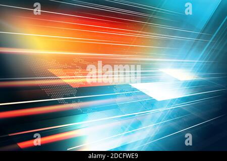 Modern studio space with diagonal big flat TV screens, suitable for breaking news background. 3d Illustration Stock Photo