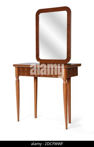 brown Mirror table on white background . front view