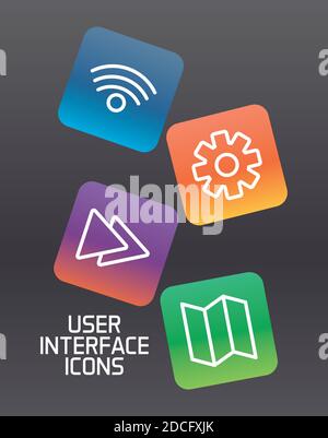 button with interface set block gradient style icons vector illustration design Stock Vector