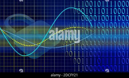 Abstract cyber security concept - graphic elements with binary code - blurred closed padlock symbolic for secure - internet or network technology Stock Photo
