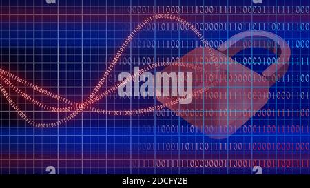Abstract cyber security concept - graphic elements with binary code - blurred closed padlock symbolic for secure - internet or network technology Stock Photo