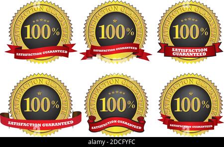 Different Vector illustration of Satisfaction guaranteed label or sign. Stock Vector