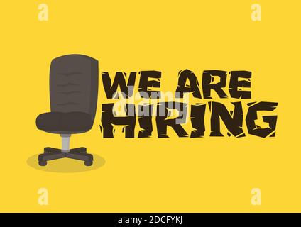 Hiring recruitment typographic design poster. Hiring recruitment concept. Vacancy design template. Vector illustration. Stock Vector