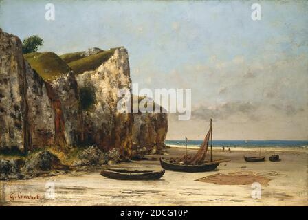 Gustave Courbet, (artist), French, 1819 - 1877, Beach in Normandy, c. 1872/1875, oil on canvas, overall: 61.3 x 90.2 cm (24 1/8 x 35 1/2 in.), framed: 87.9 x 116.2 cm (34 5/8 x 45 3/4 in Stock Photo
