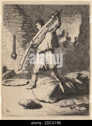 Dutch 17th Century, (artist), Rembrandt van Rijn, (artist), Dutch, 1606 - 1669, Beheading of John the Baptist, c. 1627, etching Stock Photo