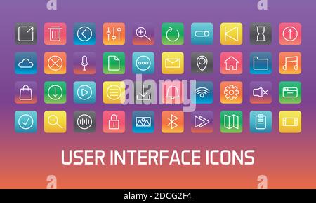 fourty of user interface set block gradient style icons vector illustration design Stock Vector