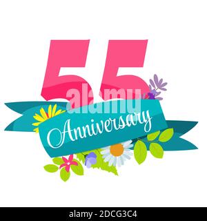 Cute Template 55 Years Anniversary Sign Illustration Stock Photo