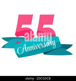 Cute Template 55 Years Anniversary Sign Illustration Stock Photo