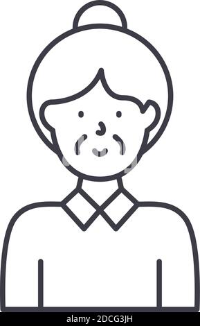 Don1t contact elderly icon, linear isolated illustration, thin line vector, web design sign, outline concept symbol with editable stroke on white Stock Vector
