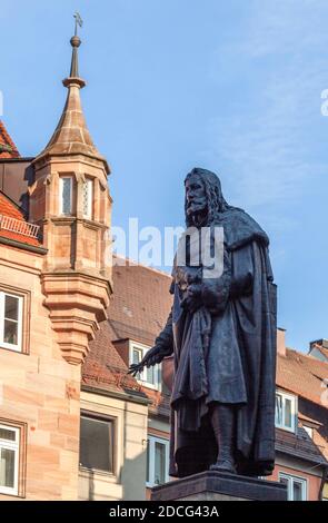 Statue of Albrecht Durer, Nuremberg, Bavaria, Germany, Europe Stock Photo