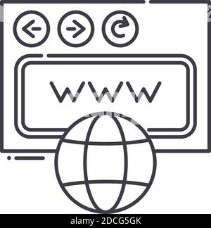 Domain transfer icon, linear isolated illustration, thin line vector, web design sign, outline concept symbol with editable stroke on white background Stock Vector