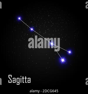Sagitta Constellation with Beautiful Bright Stars on the Background of Cosmic Sky Illustration Stock Photo