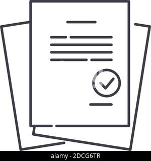 Documents and reports icon, linear isolated illustration, thin line vector, web design sign, outline concept symbol with editable stroke on white Stock Vector