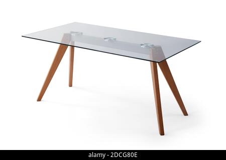 Single dining table on white background Stock Photo