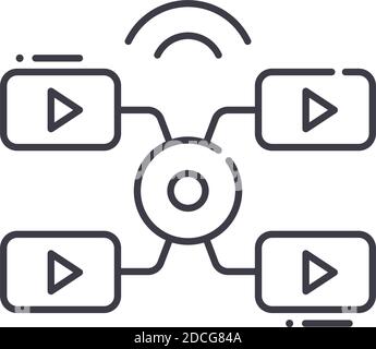 Distribution channels icon, linear isolated illustration, thin line vector, web design sign, outline concept symbol with editable stroke on white Stock Vector