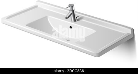 3d realistic vector bathroom or toilet sink, isolated on white background. Stock Vector