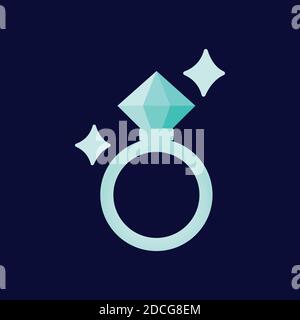Diamond Ring Isolated on dark Engagement Solitaire Style Ring. The best engagement ring Stock Vector