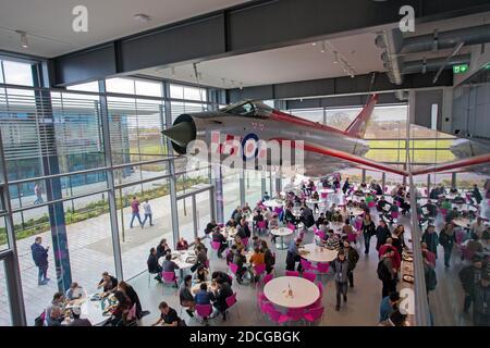 Ballade kapitalisme Bryde igennem United Kingdom /Wiltshire/ Malmesbury/Dyson /English Electric Lightning  supersonic fighter from 1959 mounted on the ceiling of the campus cafeteria  Stock Photo - Alamy