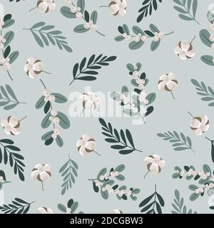 Christmas hand drawn floral seamless vector pattern. Stock Vector